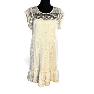 ARIAT White Ivory Lace CLAUDETTE Dress Lined Short Sleeve Mini